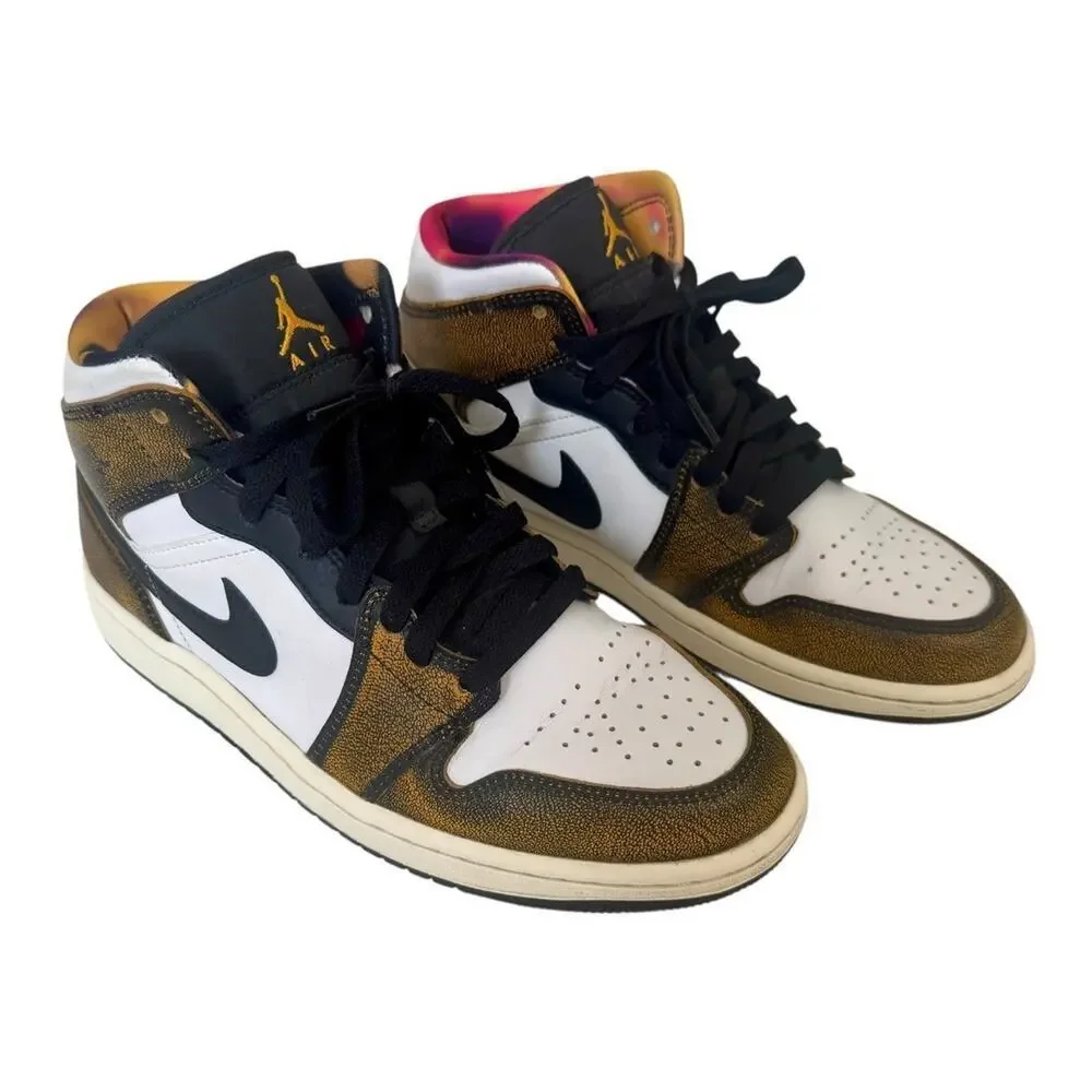 NIKE AIR JORDAN 1 Mid SE Retro Wear Away Taxi Shoes Black/White/Sail Men’s 7.5